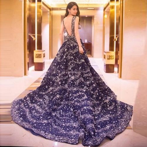 dark blue dress with stars